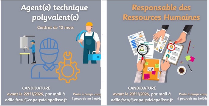 Offres d'emploi Adjoint(e) technique polyvalent(e) et responsable Ressources Humaines