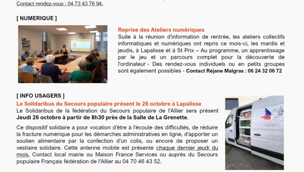 Lettre d'informations 2023 - N°7 Maison France Services Pays de Lapalisse 