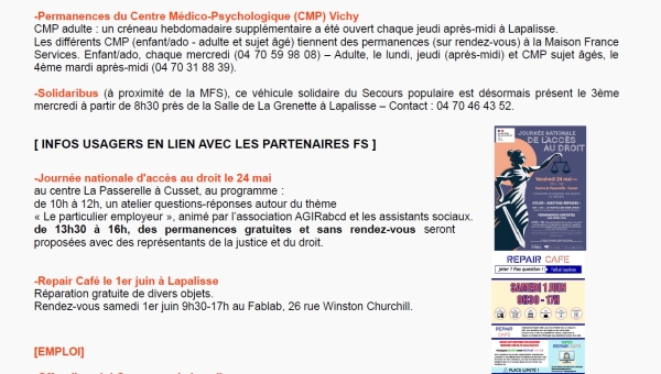 Lettre d'informations 2024 - N°13 Maison France Services Pays de Lapalisse 