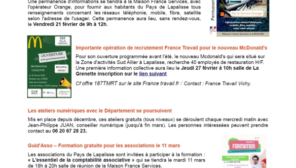 Lettre d'informations 2025 - N°17 Maison France Services Pays de Lapalisse 