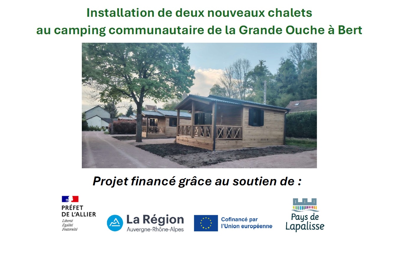 Deux nouveaux chalets au camping communautaire de Bert